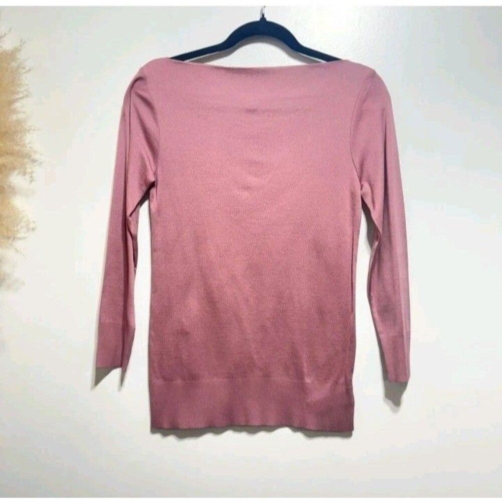 Ralph Lauren Black Label Women’s Dust Pink Ribbed Boatneck Top Size L 3/4 Sleeve